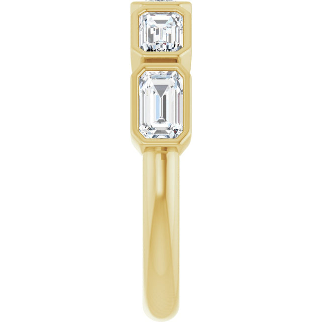 14K Gold Emerald Lab-Grown Diamond Bezel-Set Anniversary Band – 1 1/2 CTW - Yellow Gold - view 4