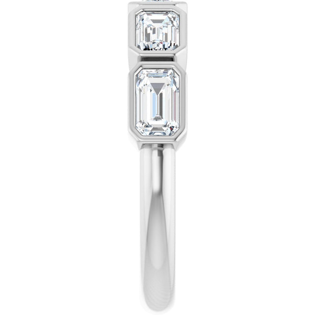 10K Gold Emerald Natural Diamond Bezel-Set Anniversary Band – 1 3/4 CTW - White Gold - view 4