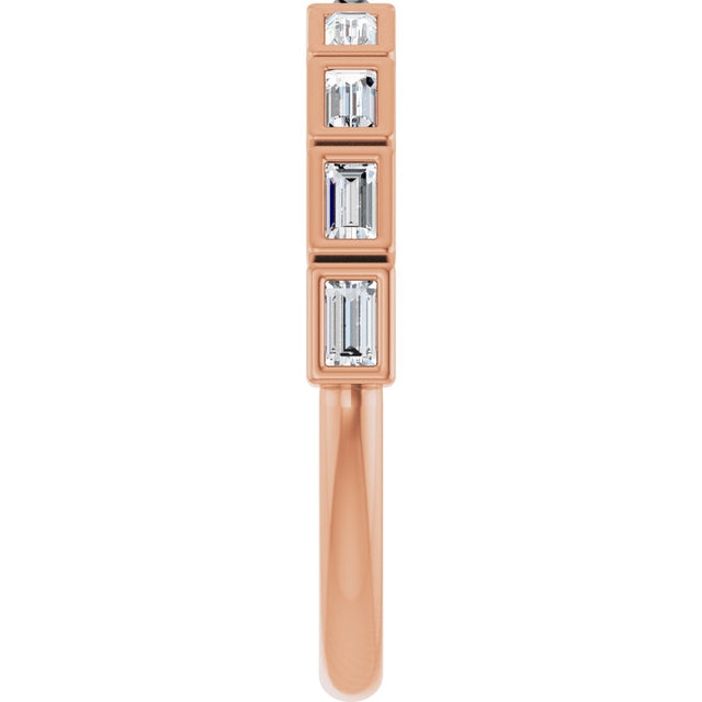 14K Gold Straight Baguette Lab-Grown Diamond Bezel-Set Anniversary Band – 1/6–3/8 CTW - Rose Gold - view 4