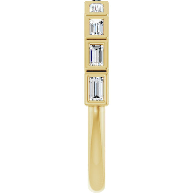 10K Gold Straight Baguette Lab-Grown Diamond Bezel-Set Anniversary Band – 1/6–3/8 CTW - Yellow Gold - view 4