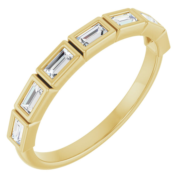 10K Gold Straight Baguette Lab-Grown Diamond Bezel-Set Anniversary Band – 1/6–3/8 CTW - Yellow Gold