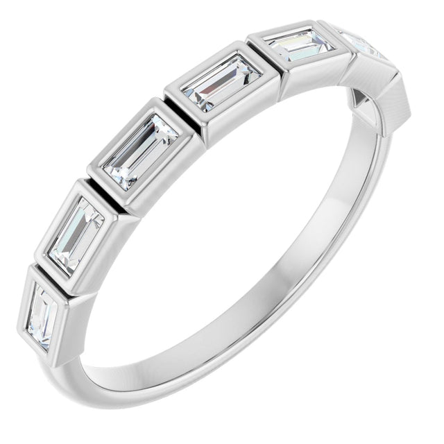 10K Gold Straight Baguette Natural Diamond Bezel-Set Anniversary Band – 1/6–3/8 CTW - White Gold