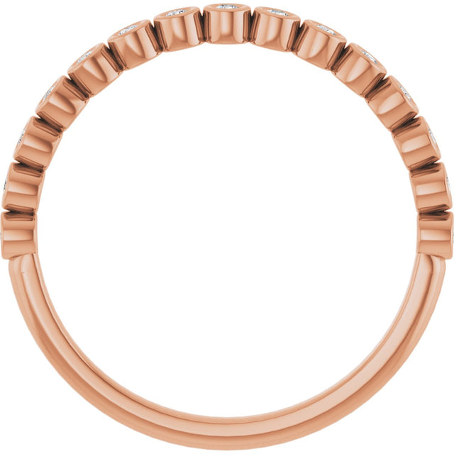10K Gold Round Lab-Grown Diamond Bezel-Set Anniversary Band – .08–1/5 CTW - Rose Gold - view 2