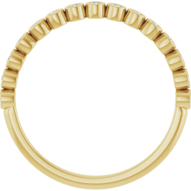 10K Gold Round Natural Diamond Bezel-Set Anniversary Band – .07–1/5 CTW - Yellow Gold - view 2