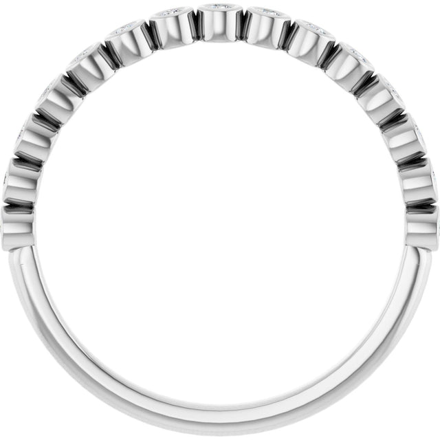 10K Gold Round Lab-Grown Diamond Bezel-Set Anniversary Band – .08–1/5 CTW - White Gold - view 2
