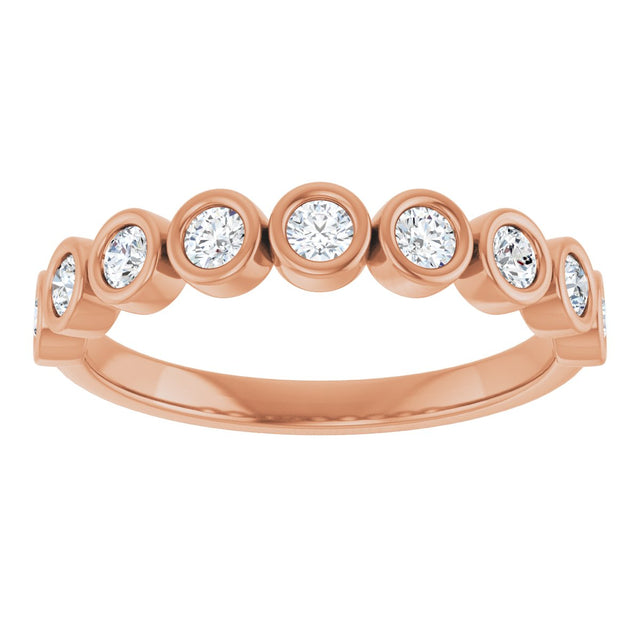 10K Gold Round Lab-Grown Diamond Bezel-Set Anniversary Band – 1/4–7/8 CTW - Rose Gold - view 3
