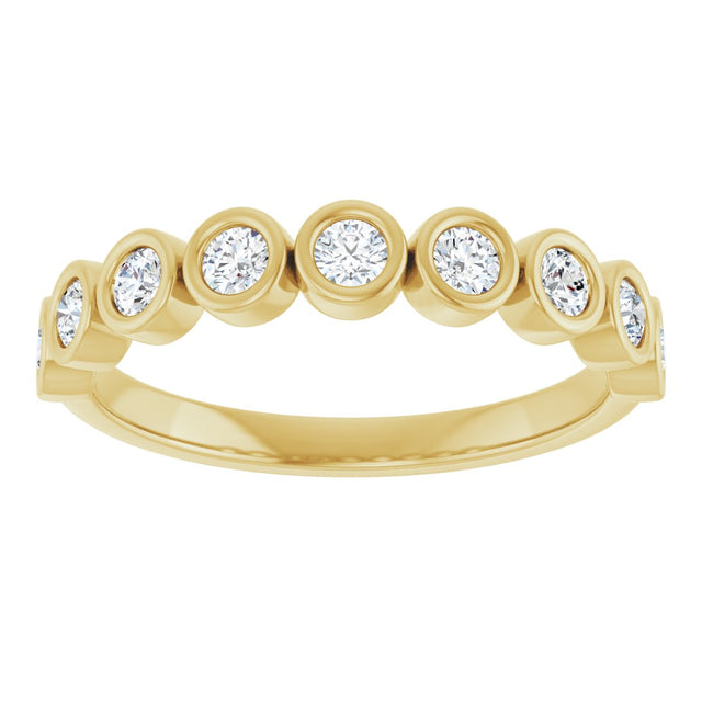 10K Gold Round Lab-Grown Diamond Bezel-Set Anniversary Band – 1/4–7/8 CTW - Yellow Gold - view 3