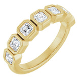 14K Gold Asscher Lab-Grown Diamond Bezel-Set Anniversary Band – 3x3 mm Stones - Yellow Gold