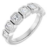 Platinum Asscher Lab-Grown Diamond Bezel-Set Anniversary Band – 3x3 mm Stones