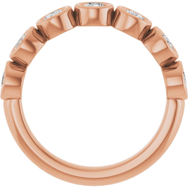 10K Gold Round Lab-Grown Diamond Bezel-Set Anniversary Band – 1/4–7/8 CTW - Rose Gold - view 2