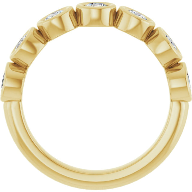 10K Gold Round Lab-Grown Diamond Bezel-Set Anniversary Band – 1/4–7/8 CTW - Yellow Gold - view 2