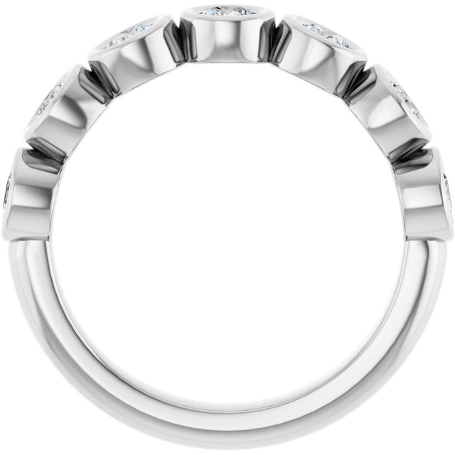 Platinum Round Natural Diamond Bezel-Set Anniversary Band – .07–1 1/2 CTW - view 2