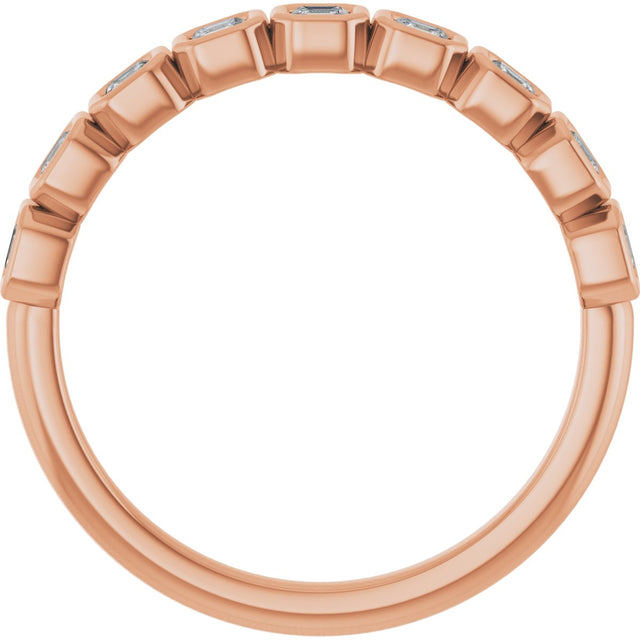 14K Gold Asscher Lab-Grown Diamond Bezel-Set Anniversary Band – 2x2 mm Stones - Rose Gold - view 2