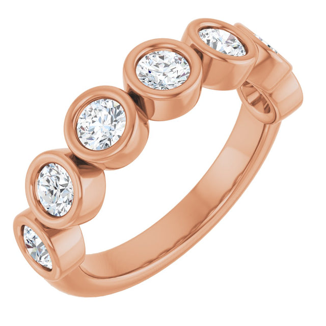 10K Gold Round Natural Diamond Bezel-Set Anniversary Band – 1–1 1/2 CTW - Rose Gold