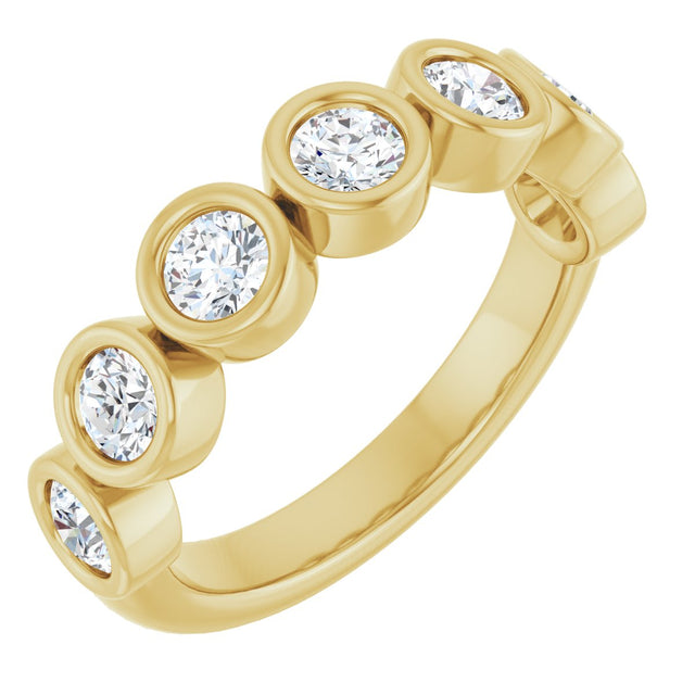14K Gold Round Natural Diamond Bezel-Set Anniversary Band – 1–1 1/2 CTW - Yellow Gold