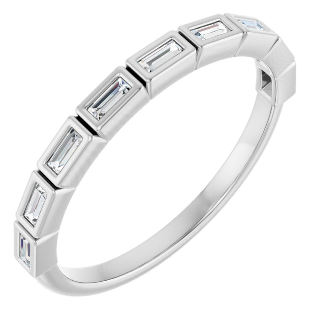 14K Gold Straight Baguette Natural Diamond Bezel-Set Anniversary Band – 1/6–3/8 CTW - White Gold