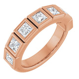 14K Gold Square Natural Diamond Bezel-Set Anniversary Band – 9/10–2 3/4 CTW - Rose Gold
