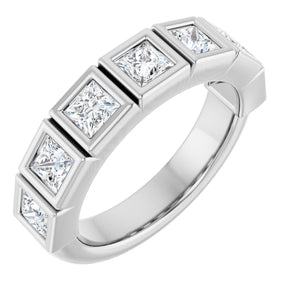 Platinum Square Lab-Grown Diamond Bezel-Set Anniversary Band – 1/2–2 3/4 CTW