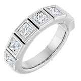 14K Gold Square Natural Diamond Bezel-Set Anniversary Band – 9/10–2 3/4 CTW - White Gold