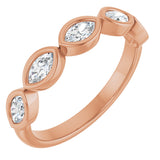 14K Gold Marquise Lab-Grown Diamond Bezel-Set Anniversary Band – 4.5x2.5 mm Stones - Rose Gold