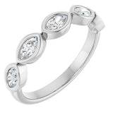 14K Gold Marquise Natural Diamond Bezel-Set Anniversary Band – 1/3–5/8 CTW - White Gold