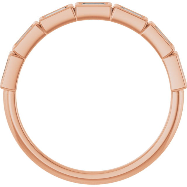 10K Gold Straight Baguette Natural Diamond Bezel-Set Anniversary Band – 1/6–3/8 CTW - Rose Gold - view 2