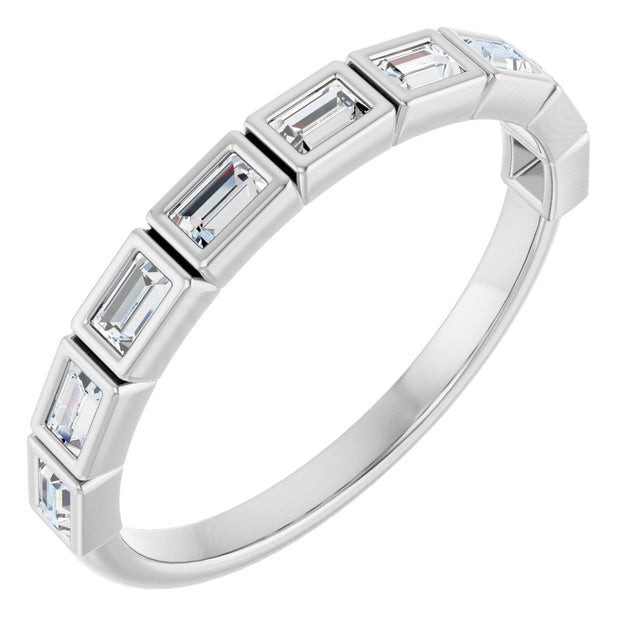 10K Gold Straight Baguette Lab-Grown Diamond Bezel-Set Anniversary Band – 1/6–3/8 CTW - White Gold