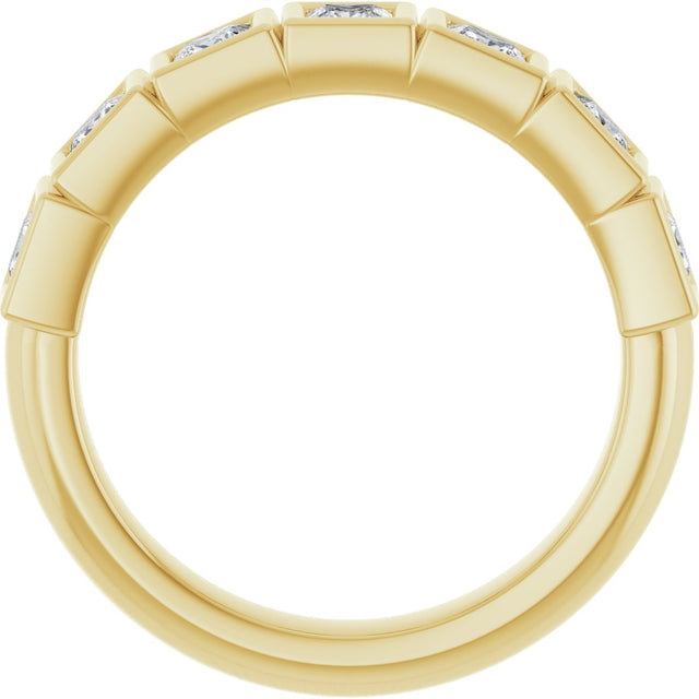 10K Gold Square Lab-Grown Diamond Bezel-Set Anniversary Band – 3/4–2 CTW - Yellow Gold - view 2