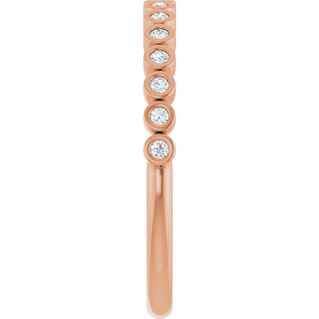 10K Gold Round Lab-Grown Diamond Bezel-Set Anniversary Band – .08–1/5 CTW - Rose Gold - view 4