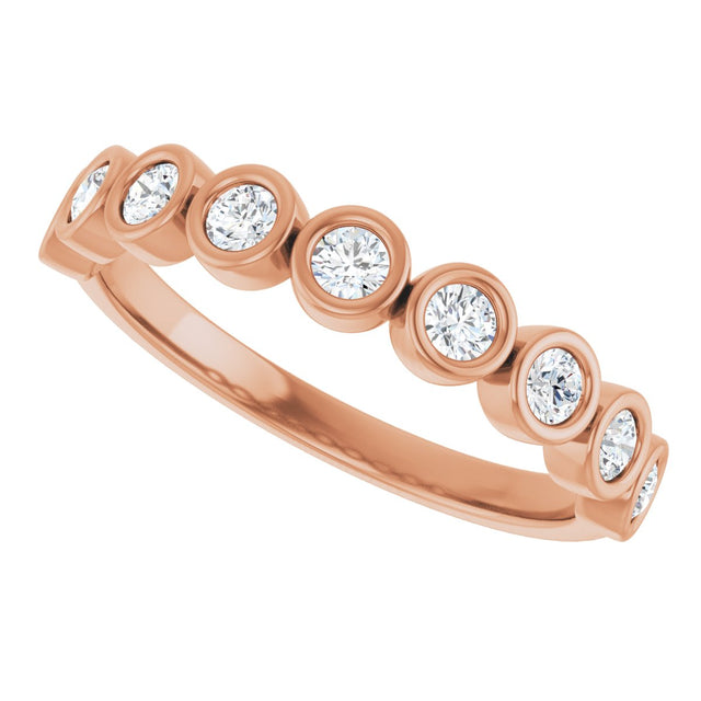 10K Gold Round Natural Diamond Bezel-Set Anniversary Band – 1/4–7/8 CTW - Rose Gold - view 5