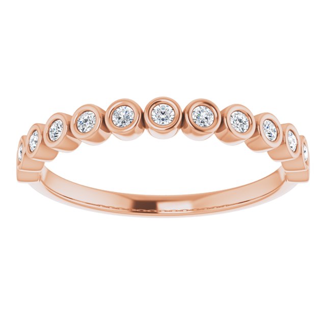 10K Gold Round Natural Diamond Bezel-Set Anniversary Band – .07–1/5 CTW - Rose Gold - view 5