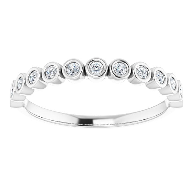 10K Gold Round Lab-Grown Diamond Bezel-Set Anniversary Band – .08–1/5 CTW - White Gold - view 5