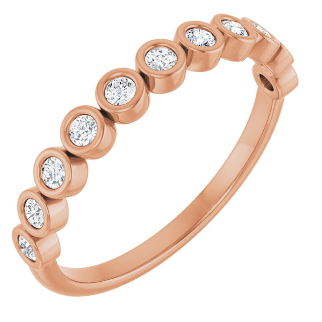 10K Gold Round Lab-Grown Diamond Bezel-Set Anniversary Band – .08–1/5 CTW - Rose Gold