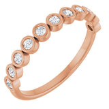 10K Gold Round Natural Diamond Bezel-Set Anniversary Band – .07–1/5 CTW - Rose Gold