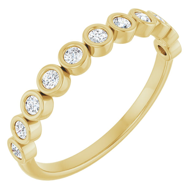 10K Gold Round Natural Diamond Bezel-Set Anniversary Band – .07–1/5 CTW - Yellow Gold