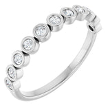 10K Gold Round Natural Diamond Bezel-Set Anniversary Band – .07–1/5 CTW - White Gold