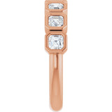 14K Gold Asscher Lab-Grown Diamond Bezel-Set Anniversary Band – 3x3 mm Stones - Rose Gold - view 4