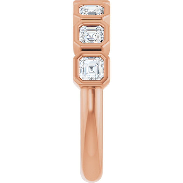 14K Gold Asscher Lab-Grown Diamond Bezel-Set Anniversary Band – 3x3 mm Stones - Rose Gold - view 4