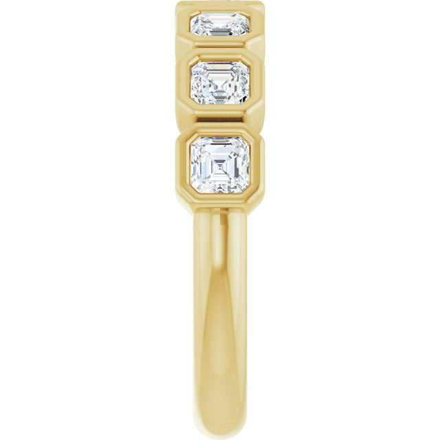 14K Gold Asscher Lab-Grown Diamond Bezel-Set Anniversary Band – 3x3 mm Stones - Yellow Gold - view 4