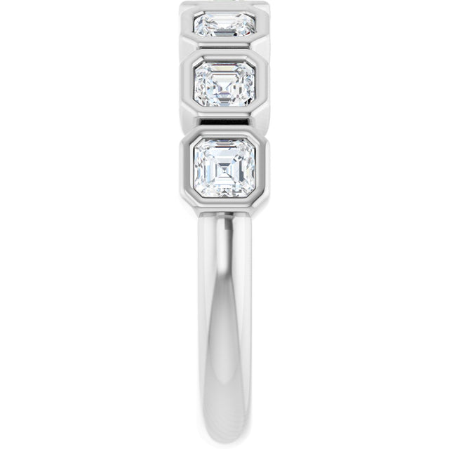Platinum Asscher Lab-Grown Diamond Bezel-Set Anniversary Band – 3x3 mm Stones - view 4