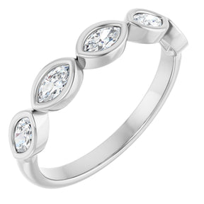 Platinum Marquise Natural Diamond Bezel-Set Anniversary Band – 1/3–5/8 CTW