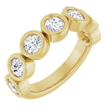 14K Gold Round Natural Diamond Bezel-Set Anniversary Band – 1–1 1/2 CTW - Yellow Gold
