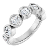 14K Gold Round Natural Diamond Bezel-Set Anniversary Band – 1–1 1/2 CTW - White Gold