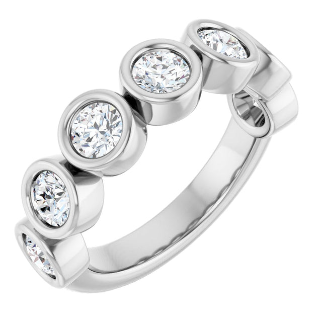 10K Gold Round Lab-Grown Diamond Bezel-Set Anniversary Band – 1–1 1/3 CTW - White Gold
