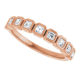 14K Gold Asscher Lab-Grown Diamond Bezel-Set Anniversary Band – 2x2 mm Stones - Rose Gold - view 5