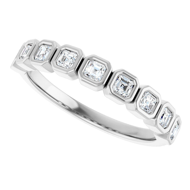 Platinum Asscher Lab-Grown Diamond Bezel-Set Anniversary Band – 2x2 mm Stones - view 5