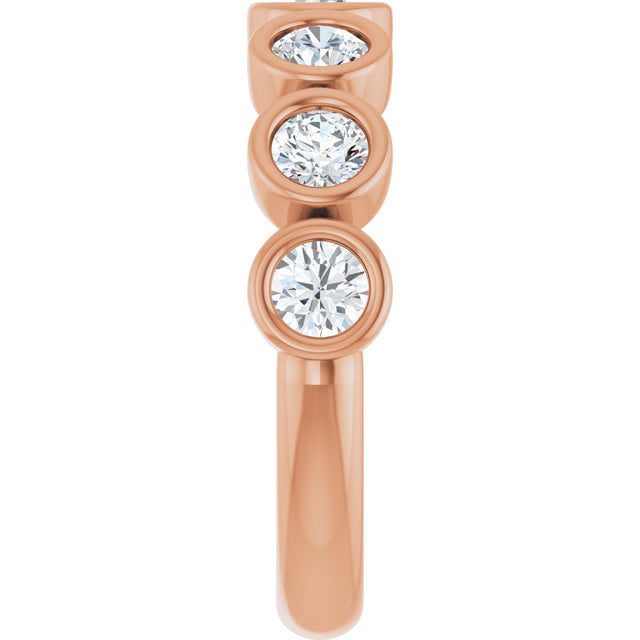 14K Gold Round Lab-Grown Diamond Bezel-Set Anniversary Band – 1–1 1/3 CTW - Rose Gold - view 4