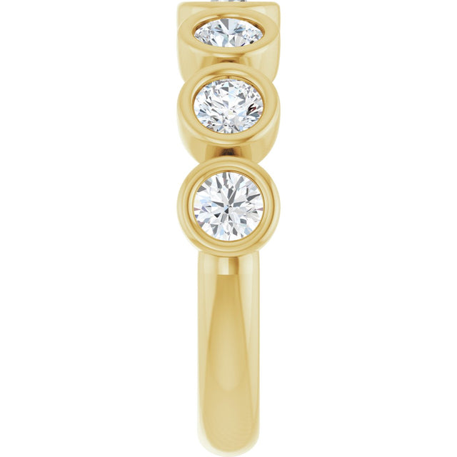 10K Gold Round Lab-Grown Diamond Bezel-Set Anniversary Band – 1–1 1/3 CTW - Yellow Gold - view 4