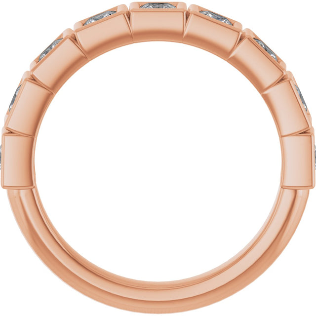 14K Gold Square Lab-Grown Diamond Bezel-Set Anniversary Band – 1/2–2 CTW - Rose Gold - view 2