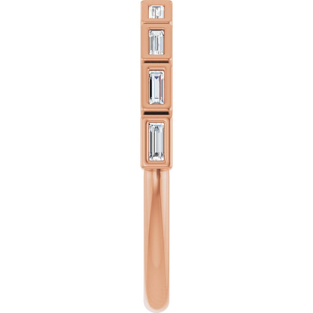 10K Gold Straight Baguette Lab-Grown Diamond Bezel-Set Anniversary Band – 1/6–3/8 CTW - Rose Gold - view 4